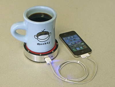 Device charges phone with coffee heat ohgizmo.com