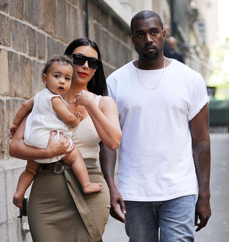 Kim Kardashian, Kanye West and Daughter North West Leaving The Children's Museum Of Manhattan